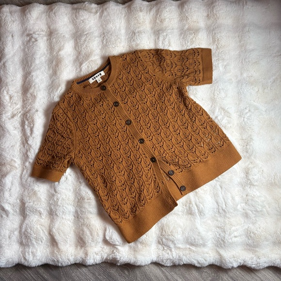Boden short sleeve crochet cardigan in gingerbread - small - Picture 3 of 6